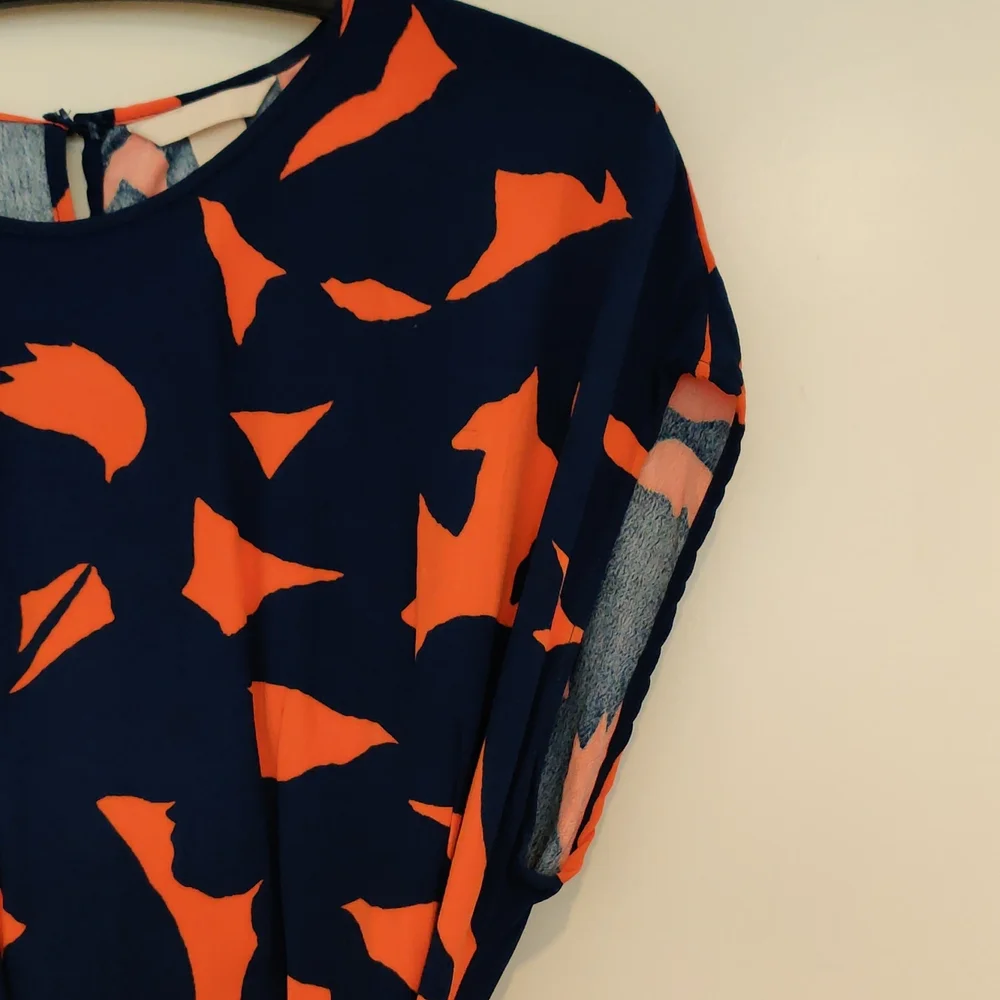 H&M 'Gorman style' royal blue & orange abstract dress. Approx size AU12 - Picture 2 of 5